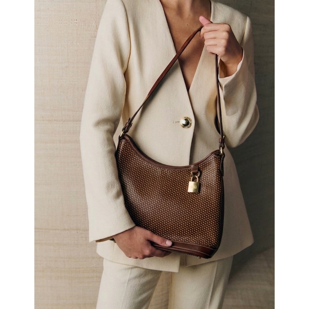 VINTAGE Dooney & Bourke Perforated Leather Cabrio Purse, Hobo, Shoulder Bag